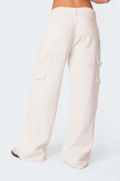Ember Denim Cargo Pants - WHITE