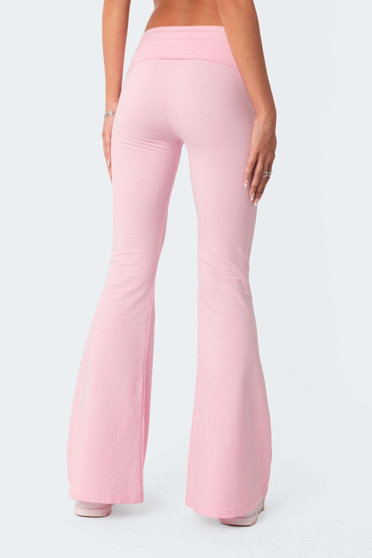 Naomi Foldover Flared Leggings - LIGHT PINK