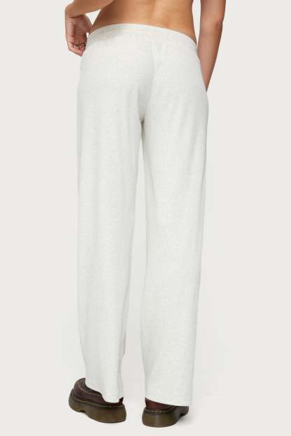 Cicilia Straight Leg Ribbed Pants - GRAY MELANGE