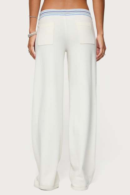 Miya Stripey Knit Pants - WHITE