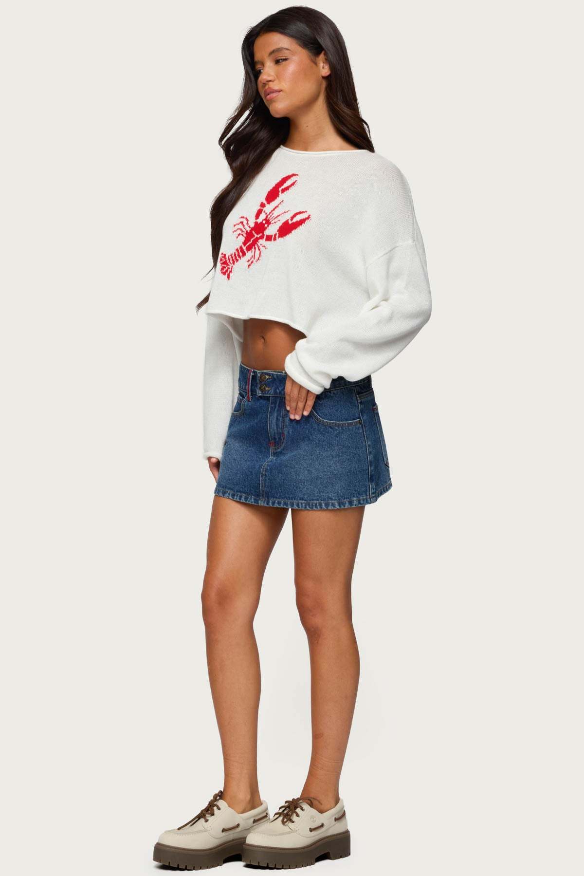 Lobster Babe Oversized Knit Top - WHITE