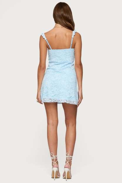 Stephanie Lace Mini Dress - LIGHT BLUE