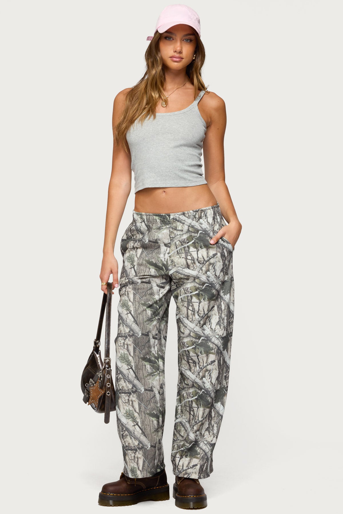 Camo Straight Leg Sweatpants - OLIVE