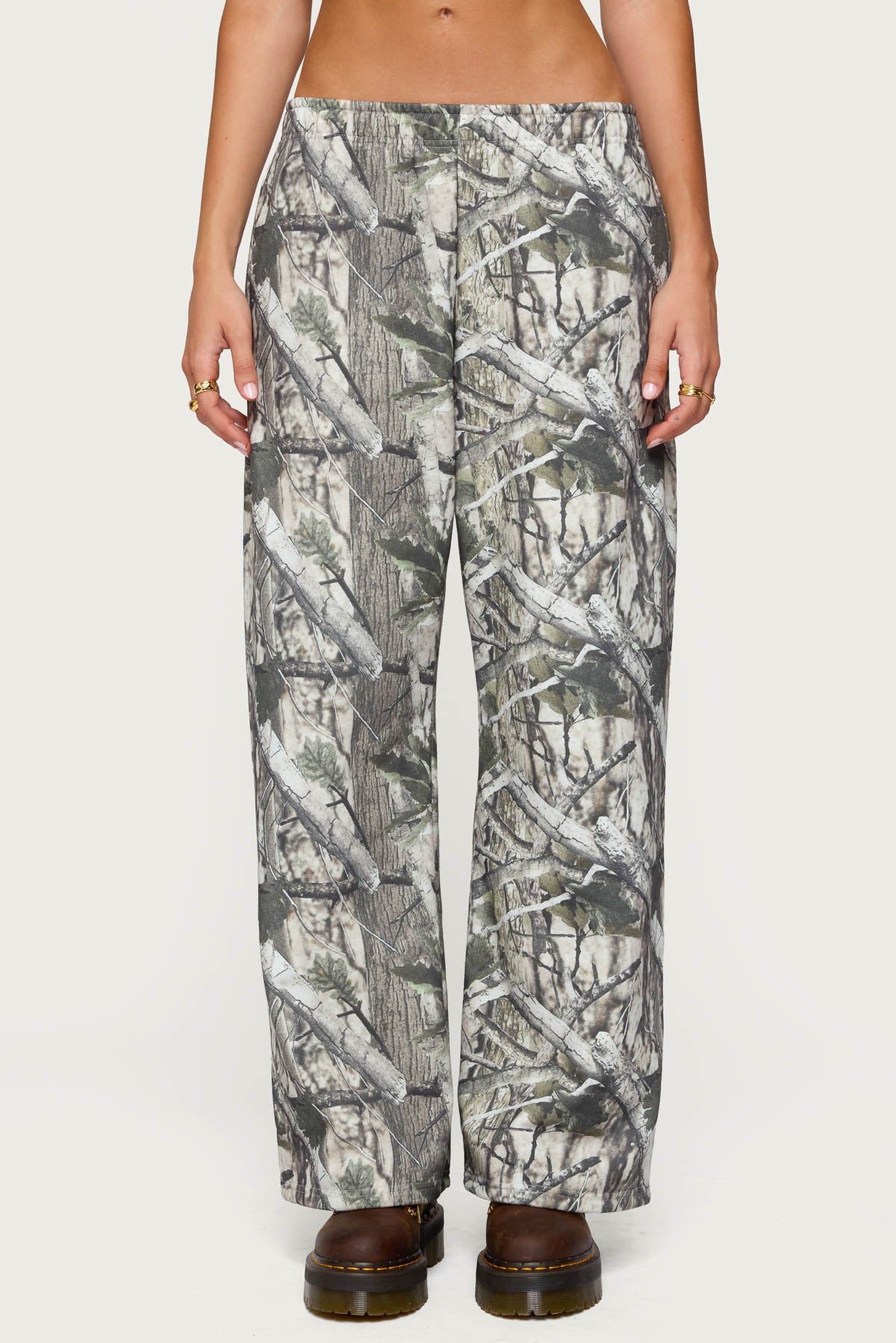 Camo Straight Leg Sweatpants - OLIVE