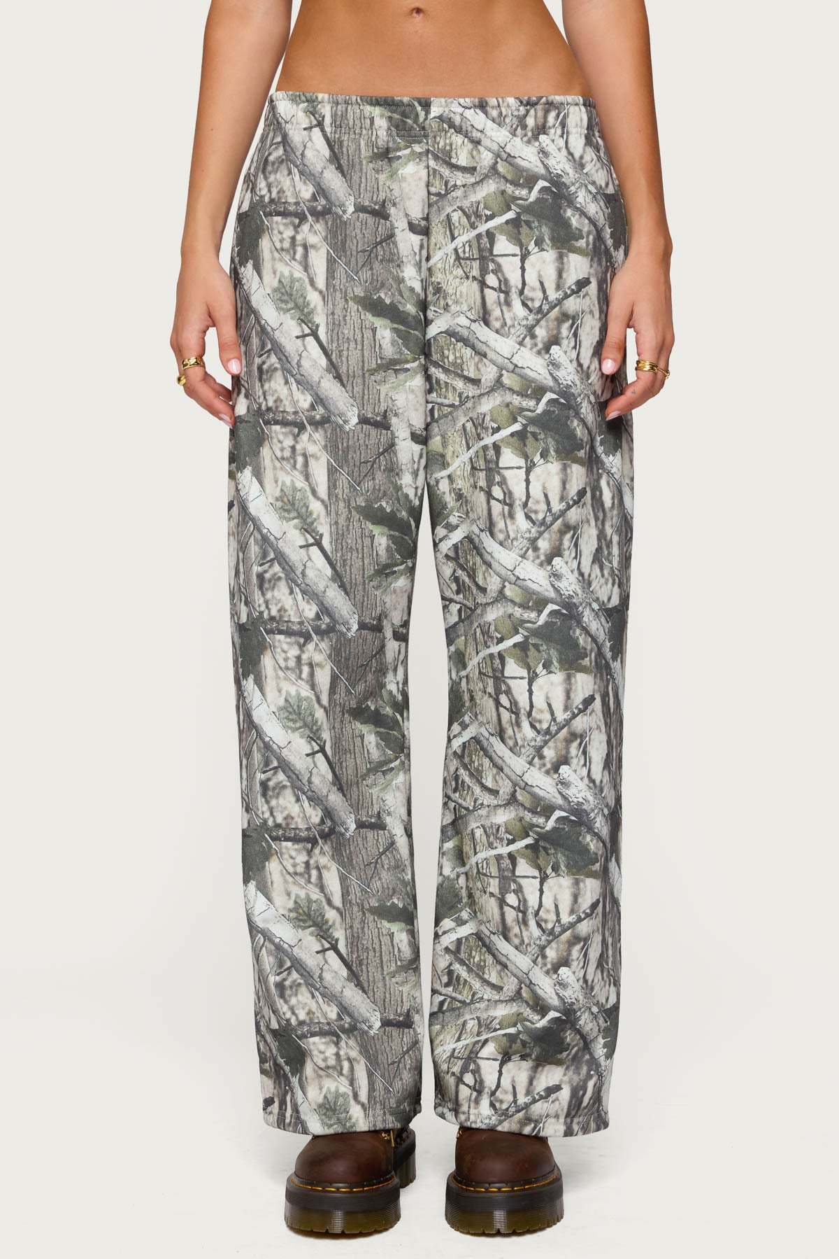 Camo Straight Leg Sweatpants - OLIVE