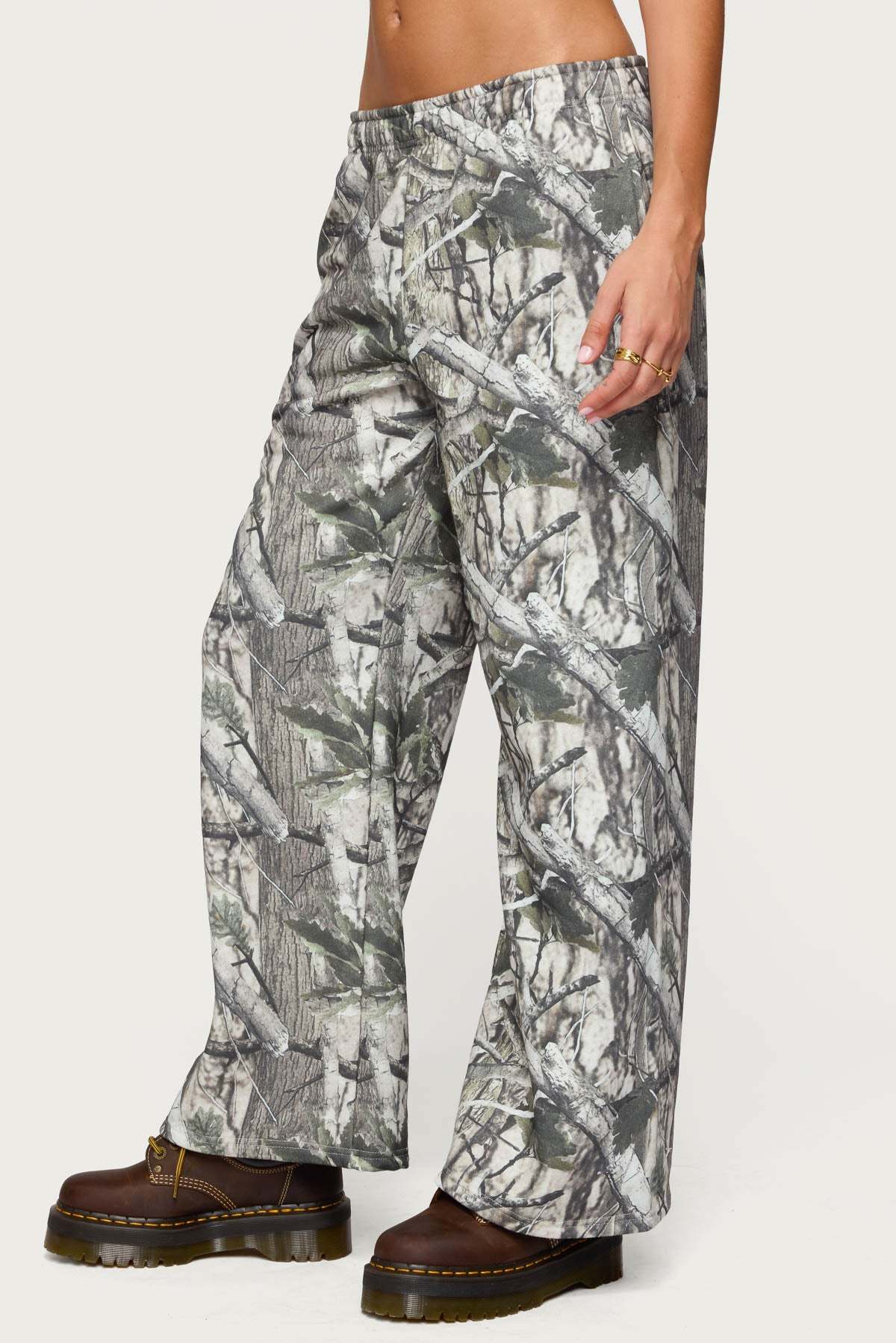 Camo Straight Leg Sweatpants - OLIVE