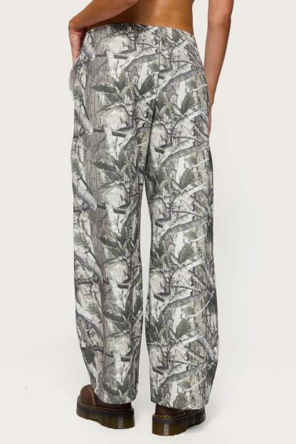 Camo Straight Leg Sweatpants - OLIVE