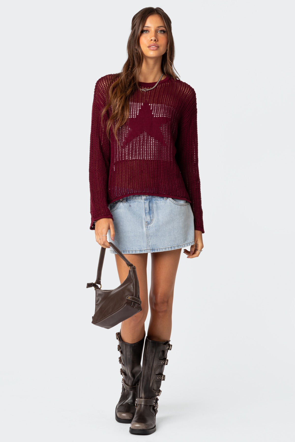 Seeing Stars Oversized Sweater - BURGUNDY