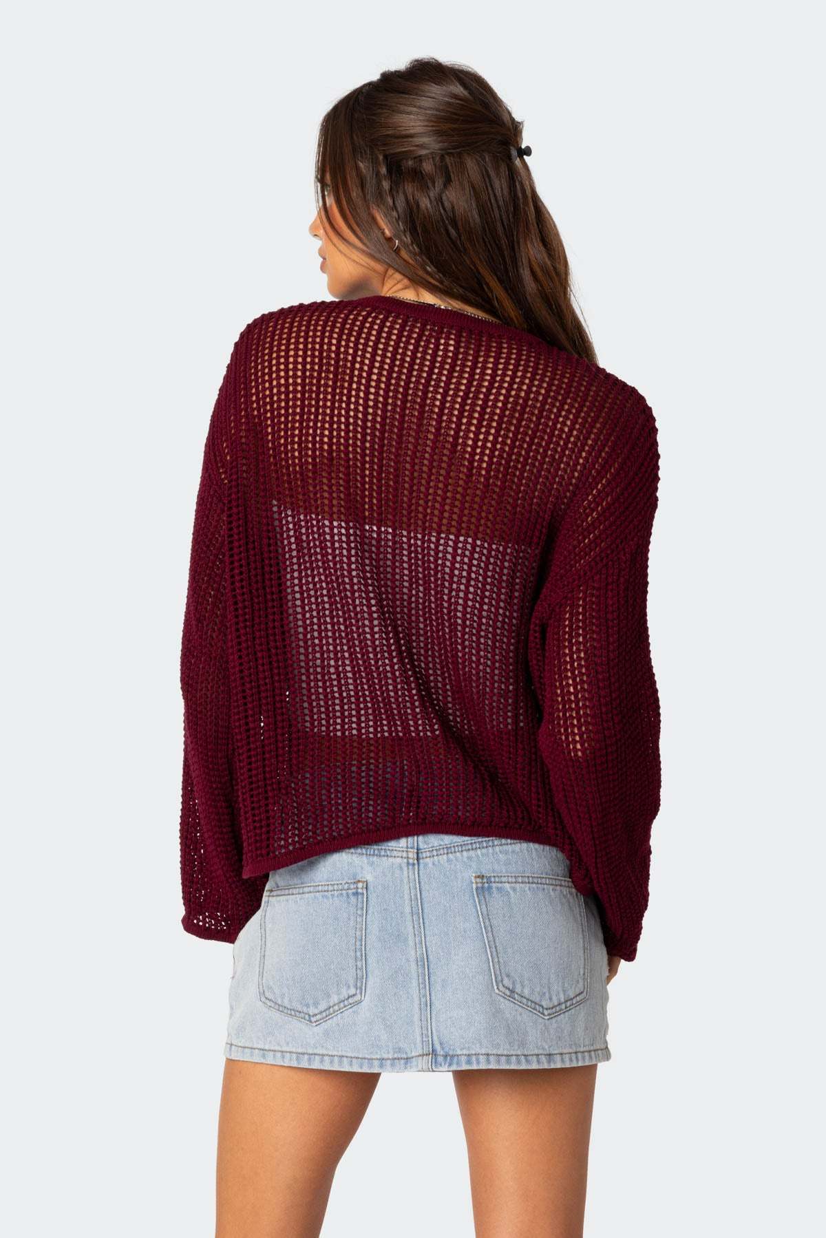 Seeing Stars Oversized Sweater - BURGUNDY