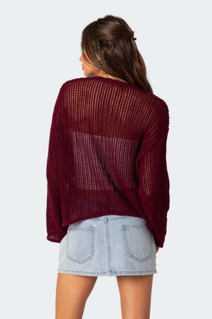 Seeing Stars Oversized Sweater - BURGUNDY
