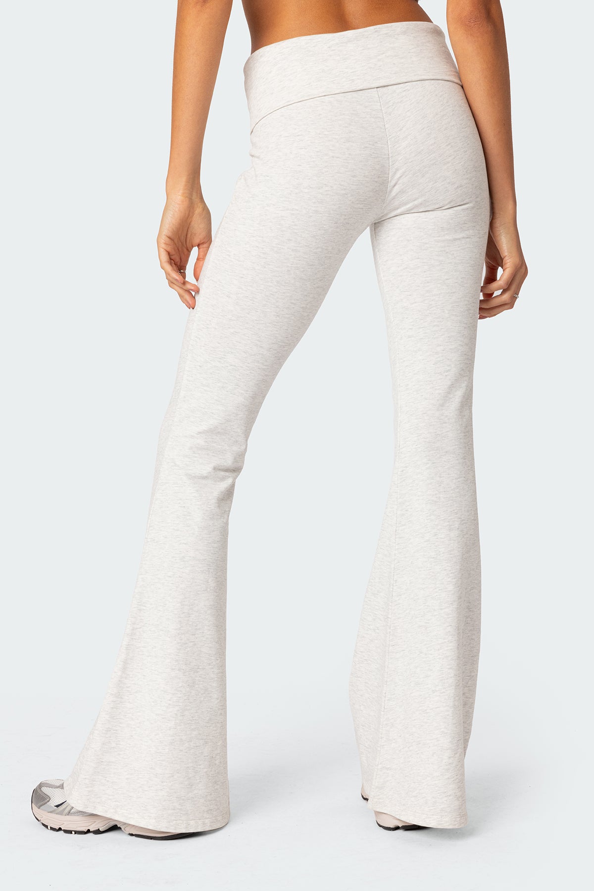 Naomi Foldover Flared Leggings - GRAY MELANGE
