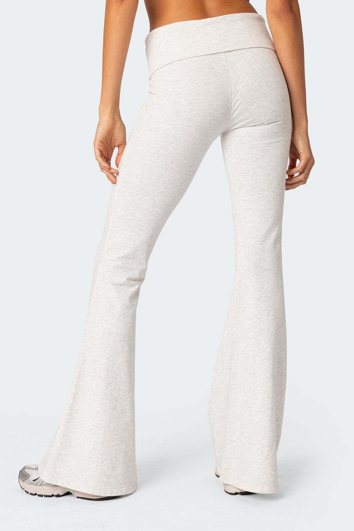 Naomi Foldover Flared Leggings - GRAY MELANGE