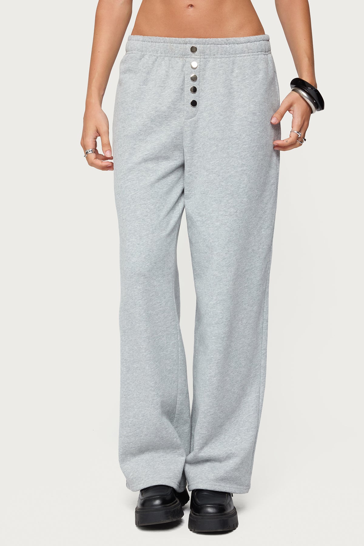 Lorelle Wide Leg Sweatpants - GRAY-MELANGE