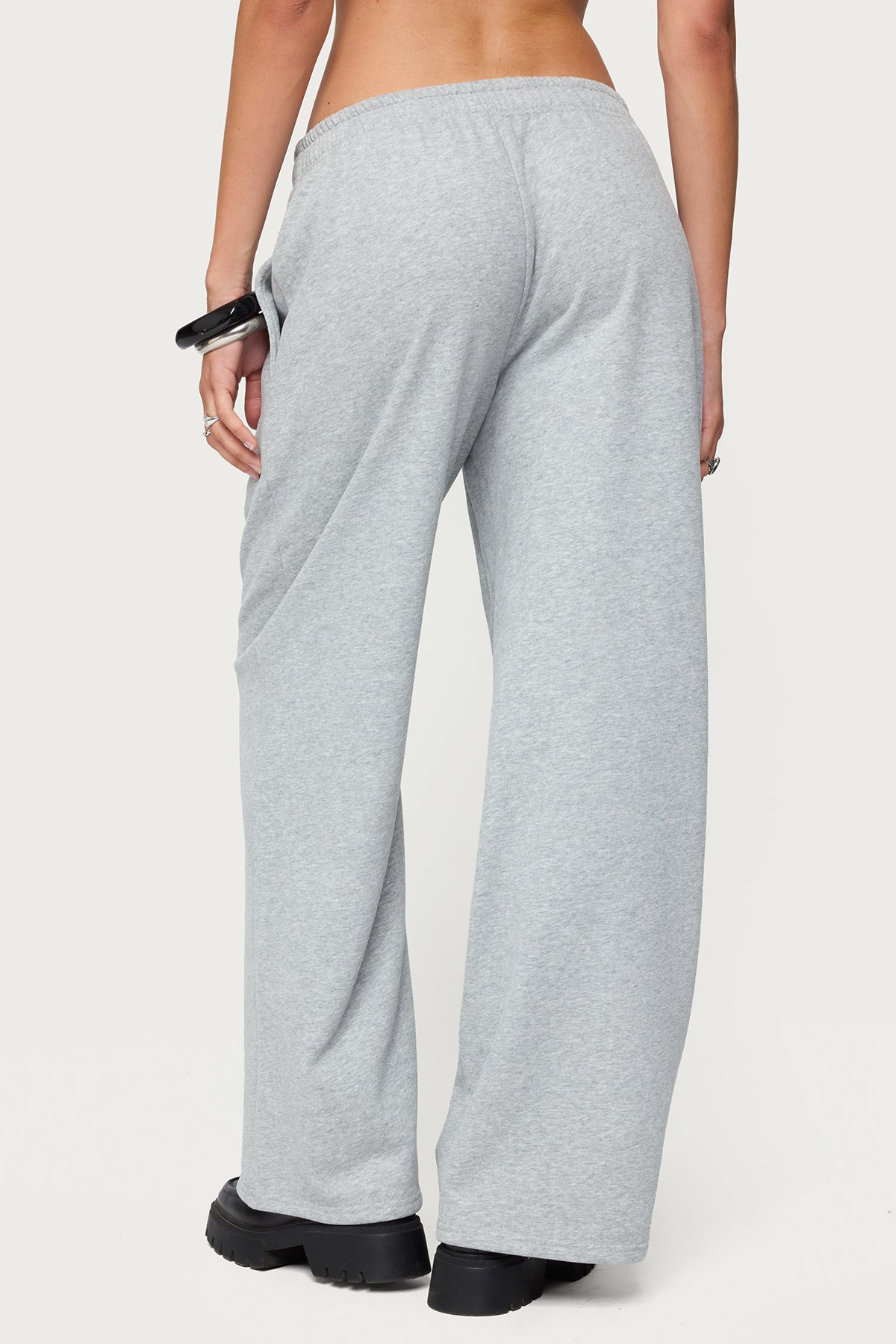 Lorelle Wide Leg Sweatpants - GRAY-MELANGE