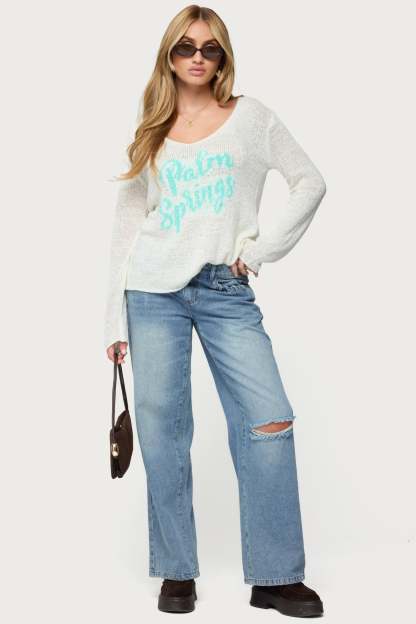 Palm Springs Light Knit Sweater - CREAM