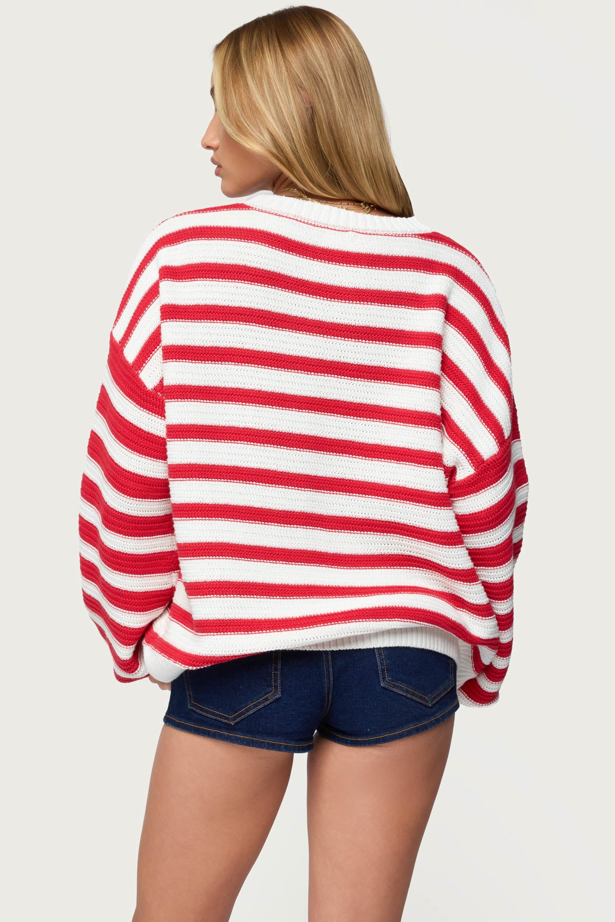 Aerin Oversized Sweater - RED-AND-CREAM