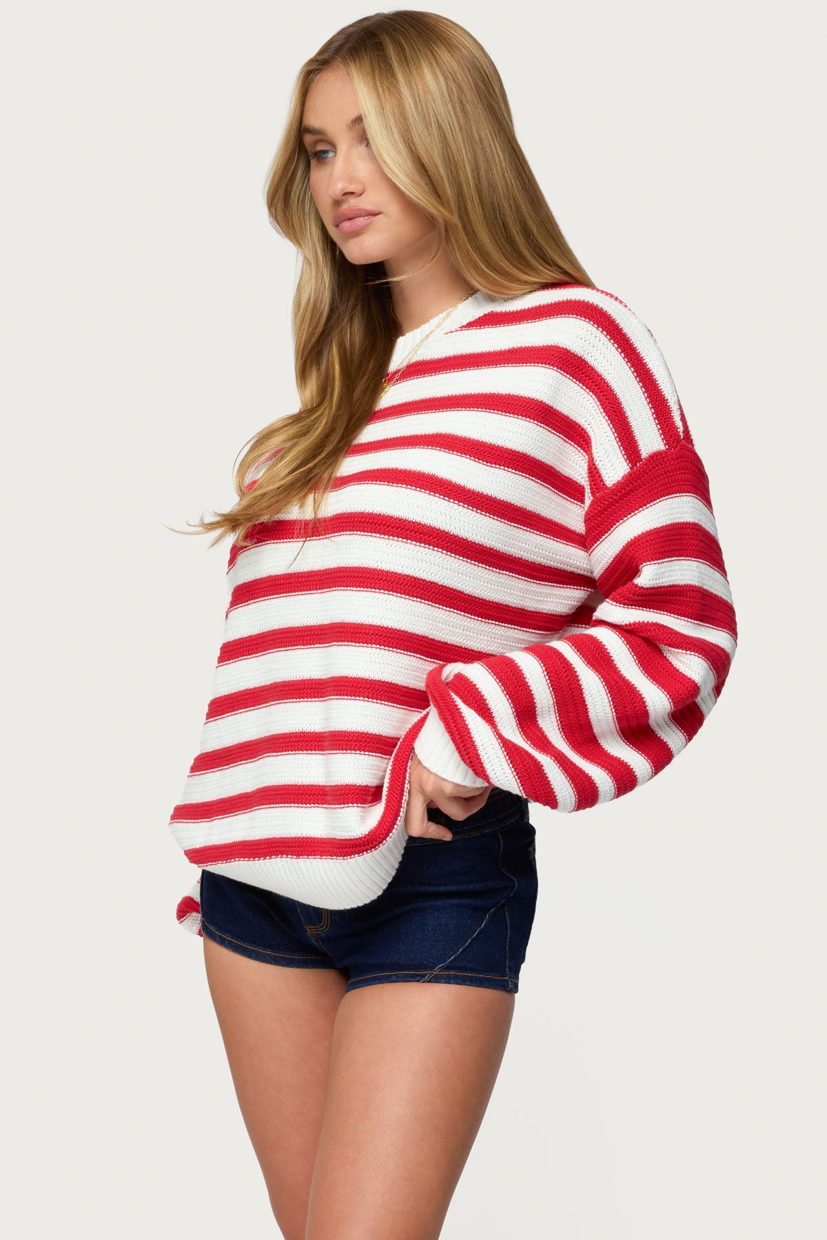 Aerin Oversized Sweater - RED-AND-CREAM