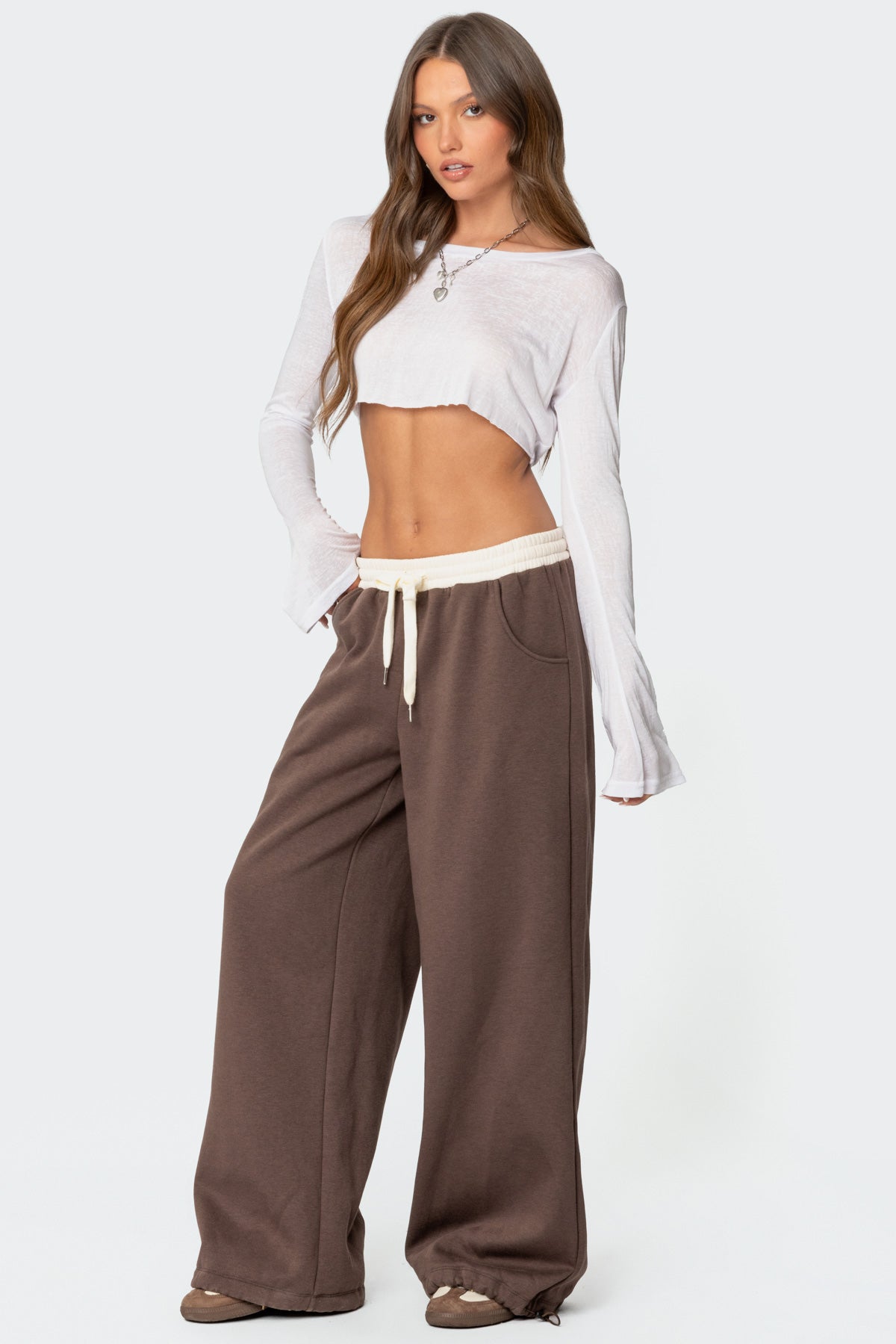 Mikki Wide Leg Sweatpants - BROWN