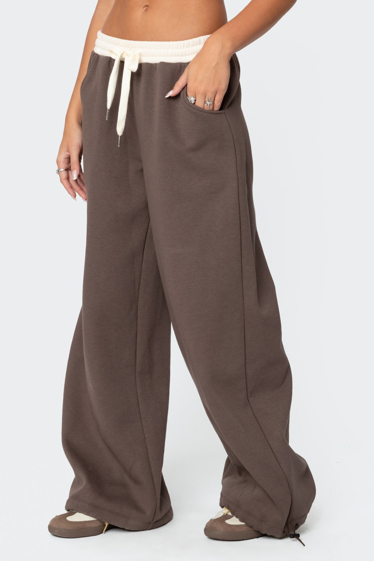 Mikki Wide Leg Sweatpants - BROWN