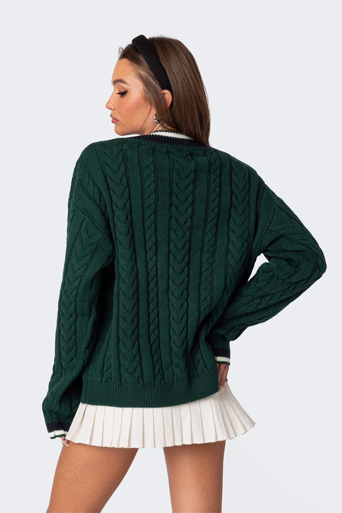 Amoret Cable Knit Sweater - GREEN