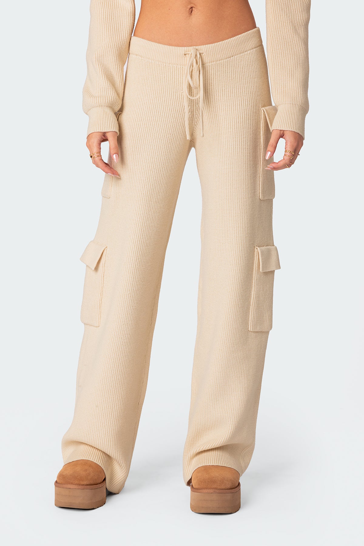 Wynter Knit Cargo Pants - CREAM