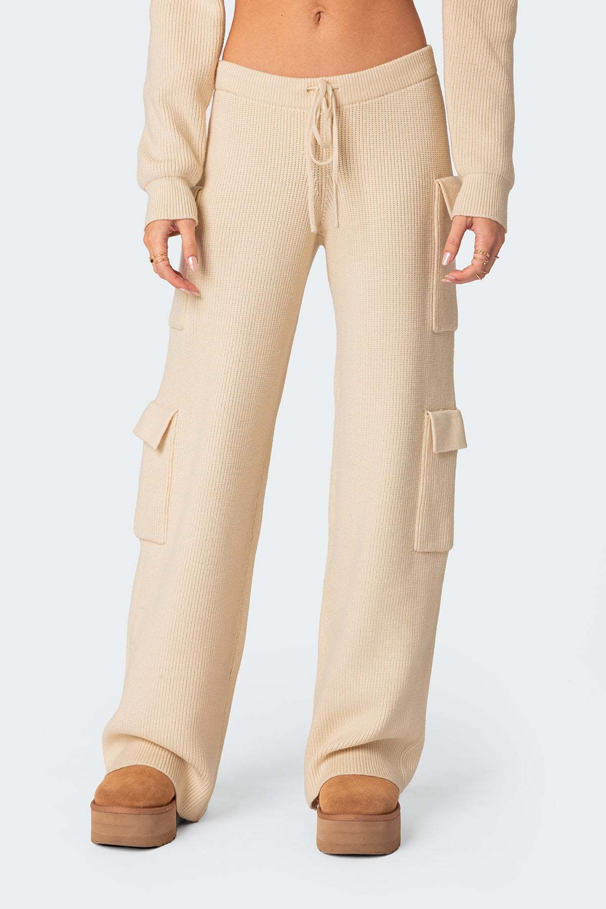 Wynter Knit Cargo Pants - CREAM