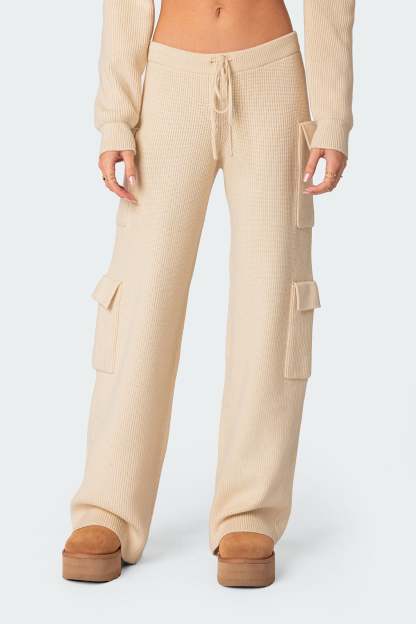 Wynter Knit Cargo Pants - CREAM