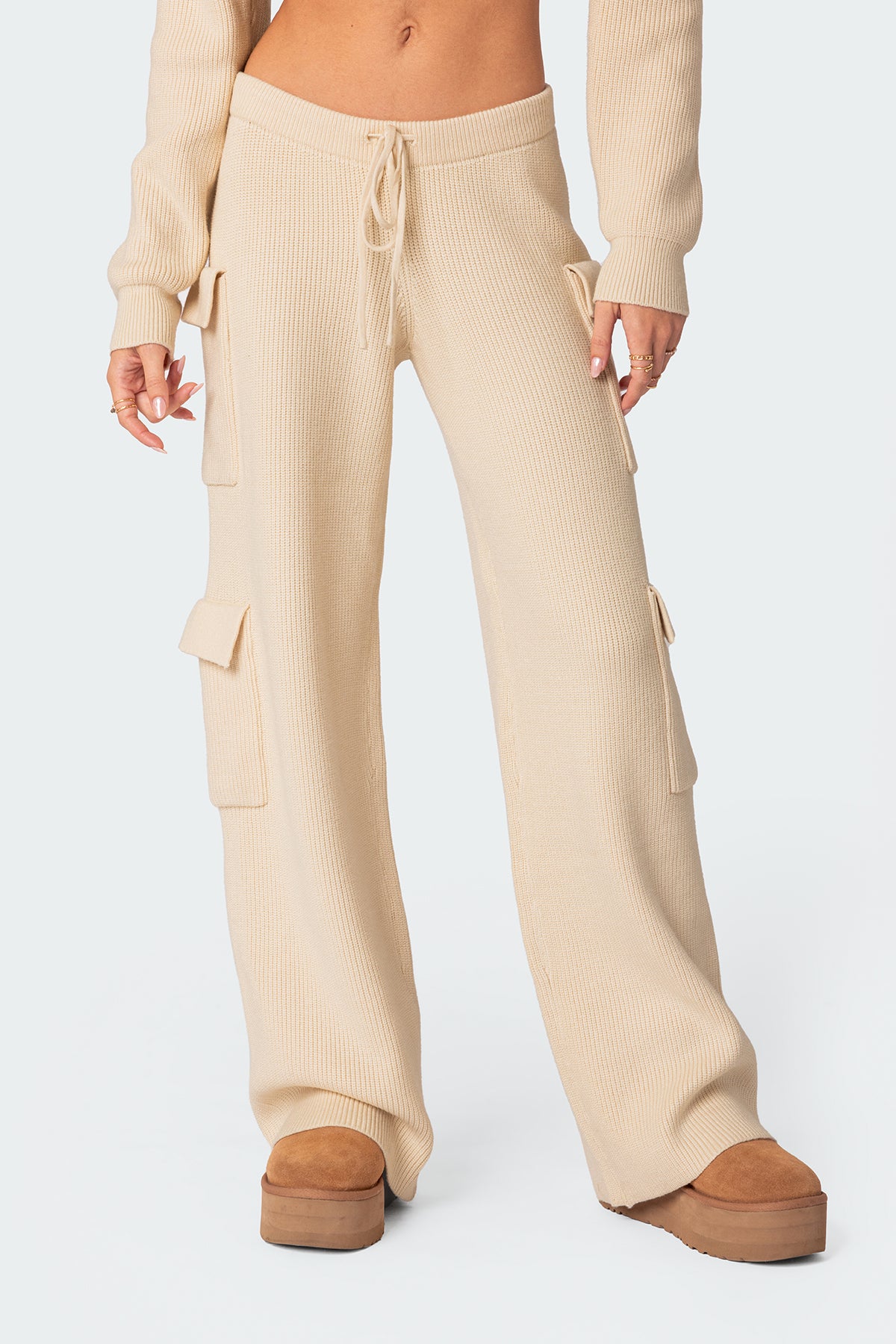 Wynter Knit Cargo Pants - CREAM