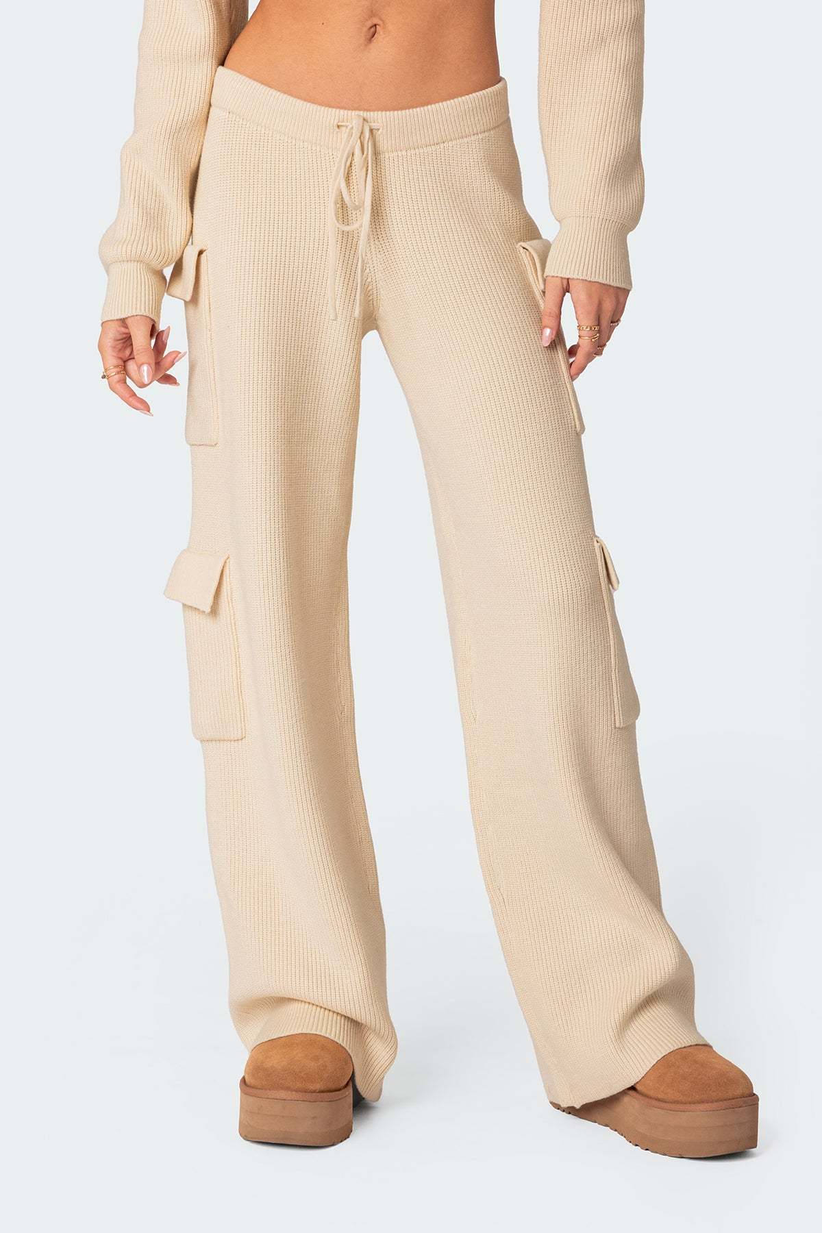 Wynter Knit Cargo Pants - CREAM