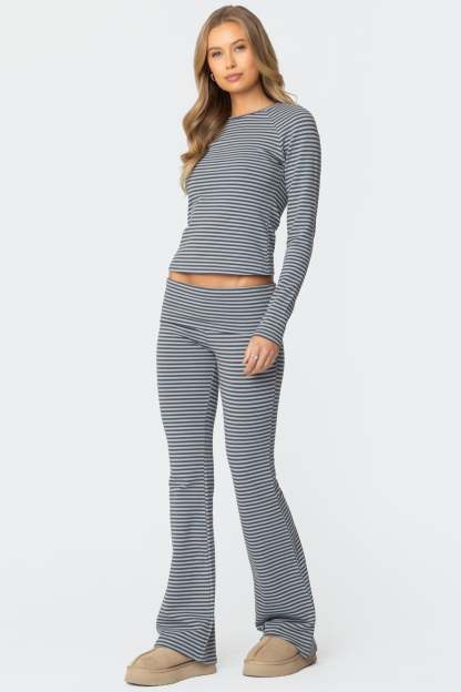Kaeli Stripey Flared Leggings - GRAY