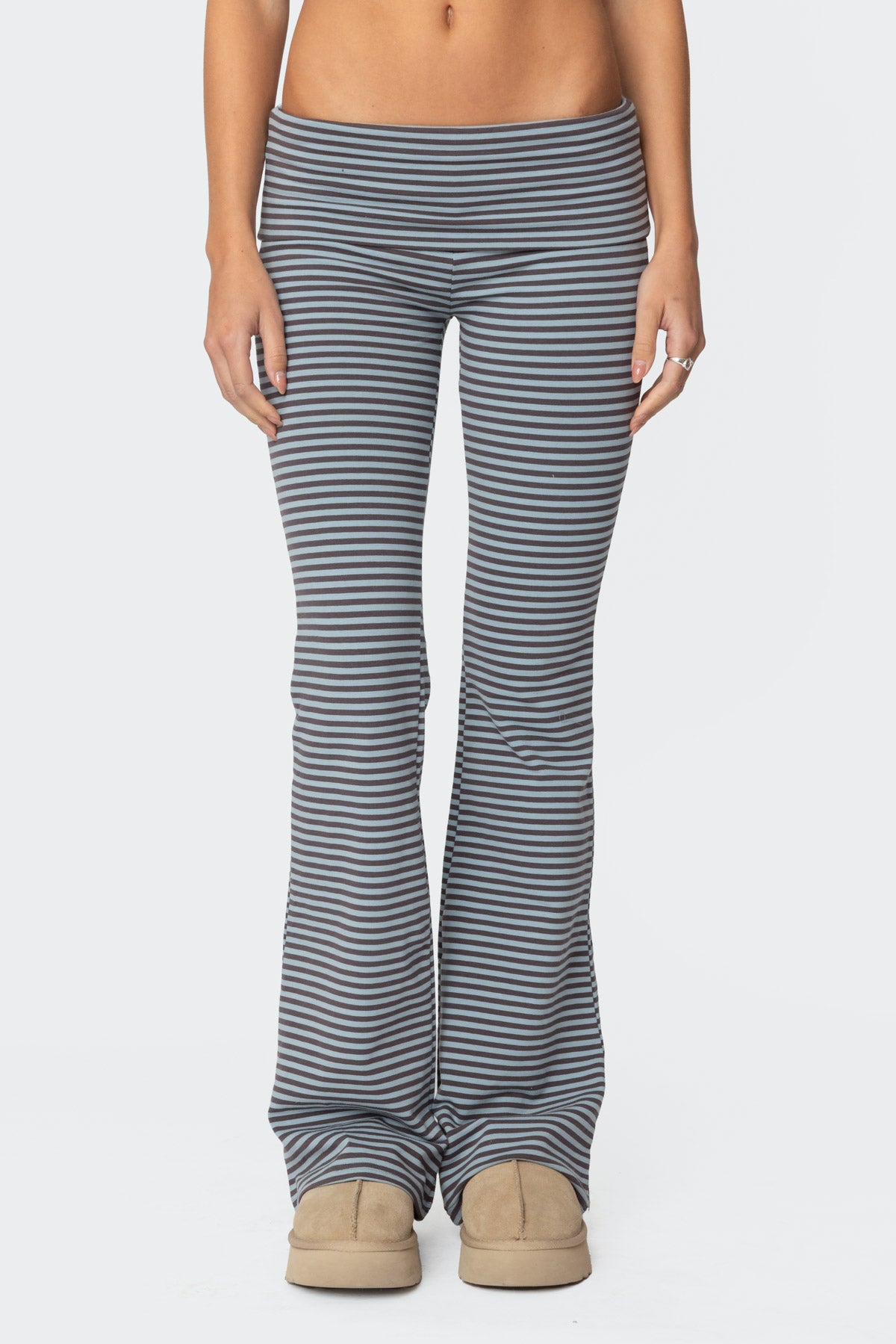 Kaeli Stripey Flared Leggings - GRAY