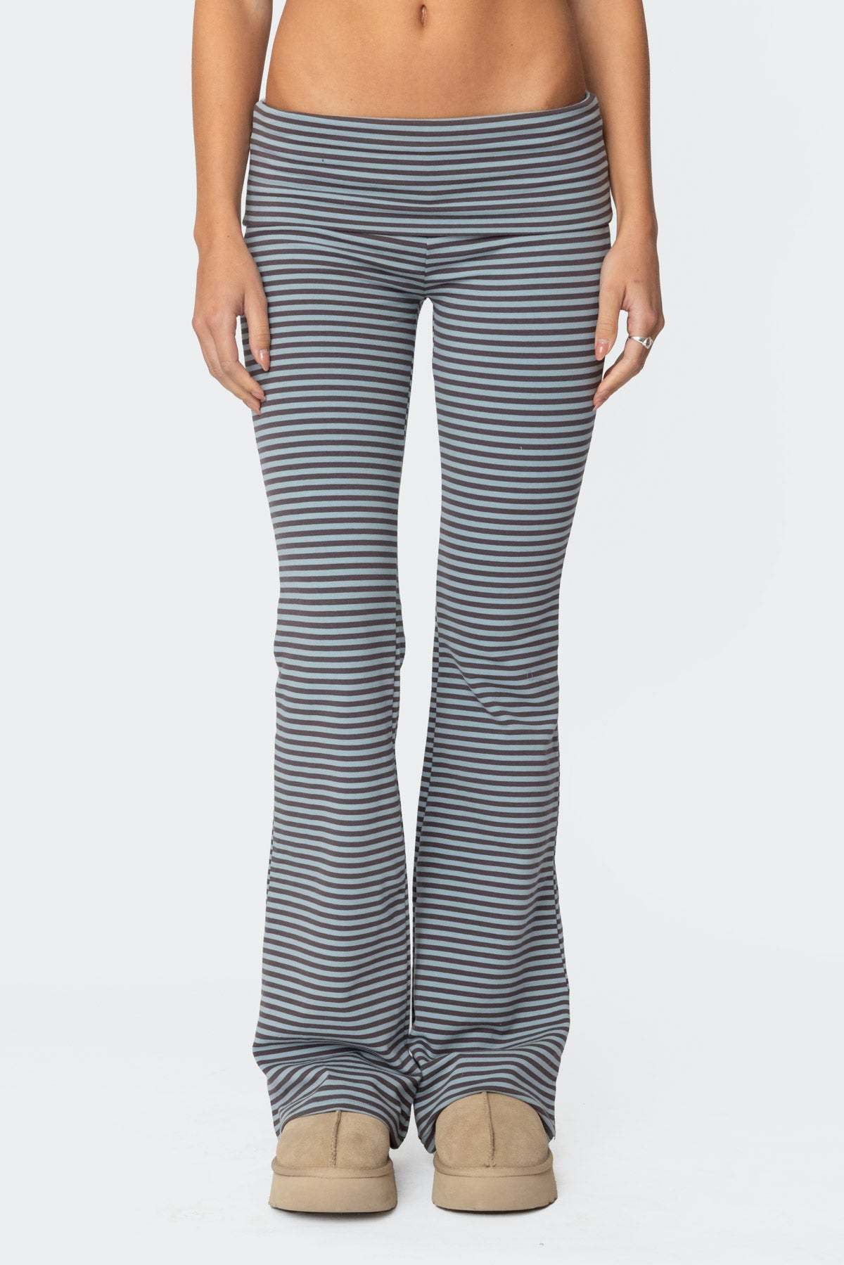 Kaeli Stripey Flared Leggings - GRAY