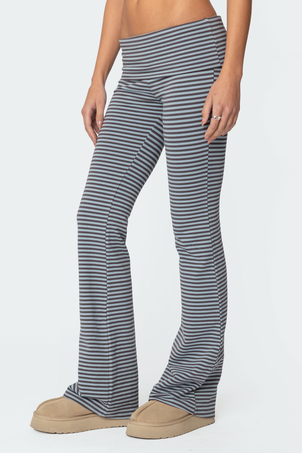 Kaeli Stripey Flared Leggings - GRAY