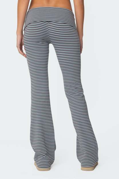 Kaeli Stripey Flared Leggings - GRAY