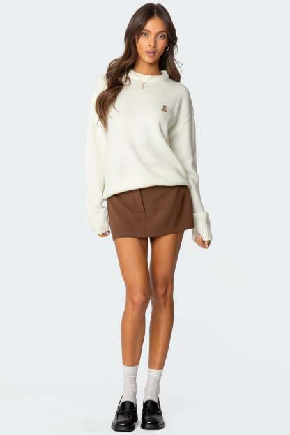Puppy Love Embroidered Sweater - WHITE