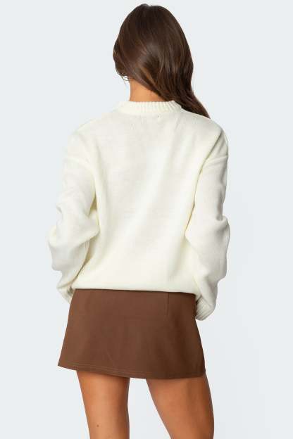 Puppy Love Embroidered Sweater - WHITE