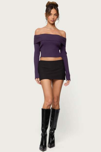 Lauren Knit Foldover Top - PURPLE