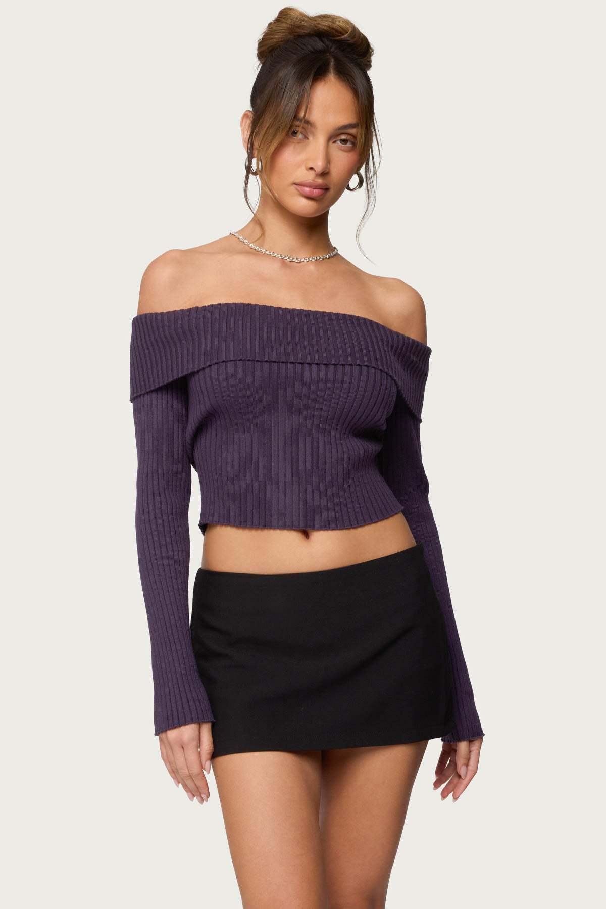 Lauren Knit Foldover Top - PURPLE