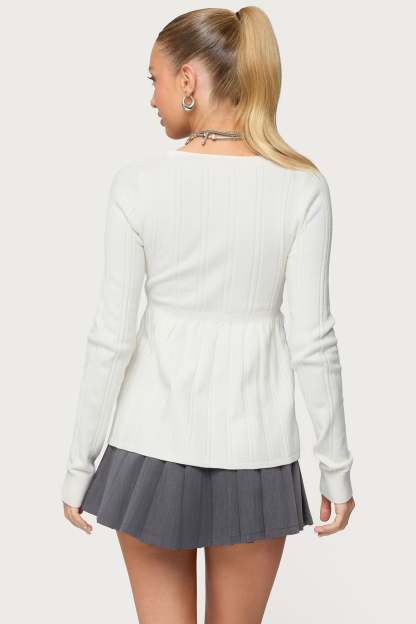 Saphey Babydoll Cable Knit Top - IVORY
