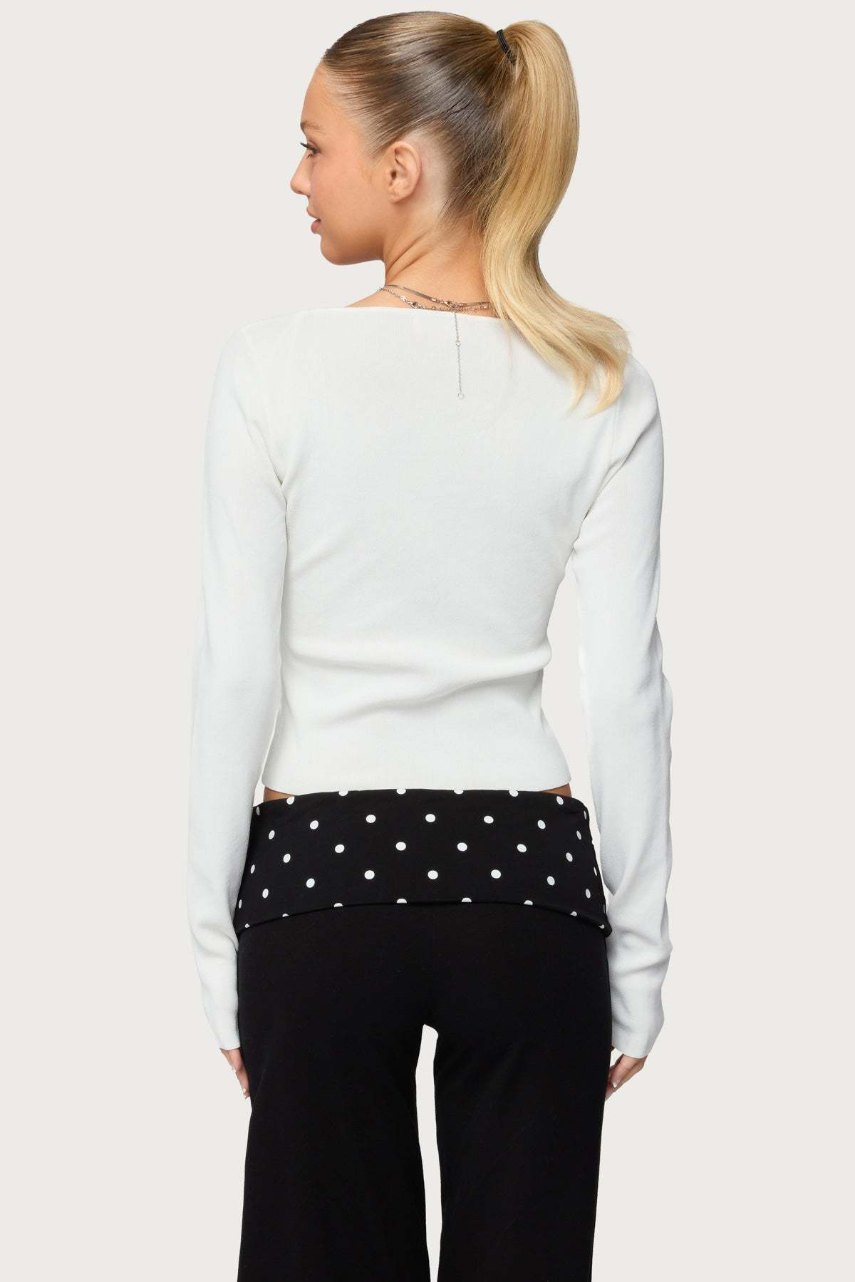 Deane Button Cutout Square Neck Top - WHITE