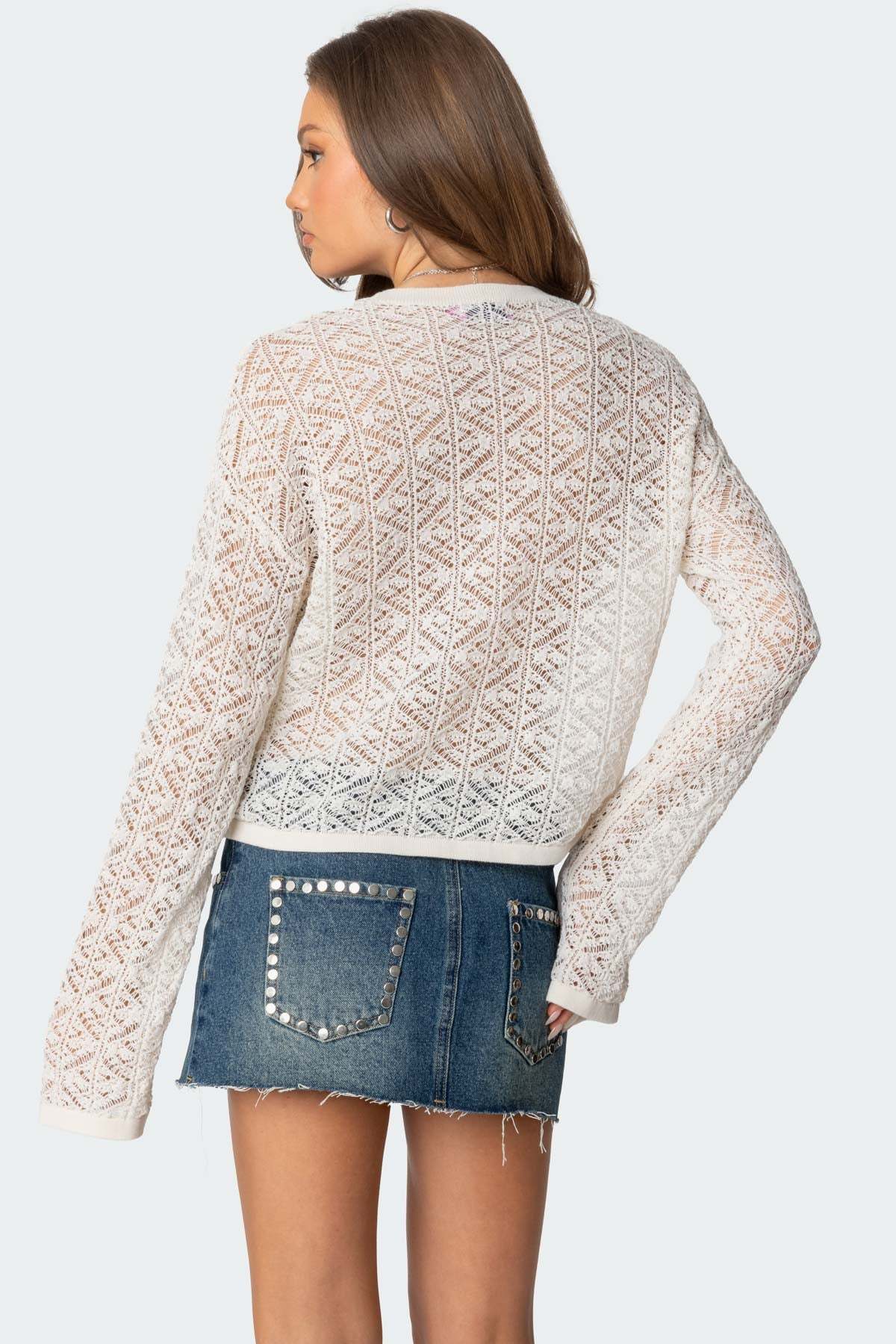 Open Knit Sweater - WHITE