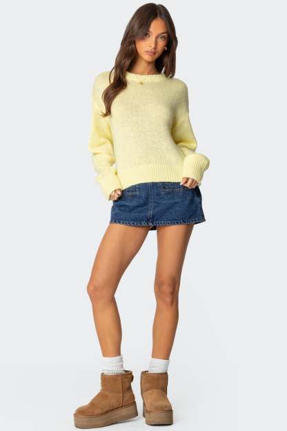 Kyrah Oversized Knit Sweater - YELLOW