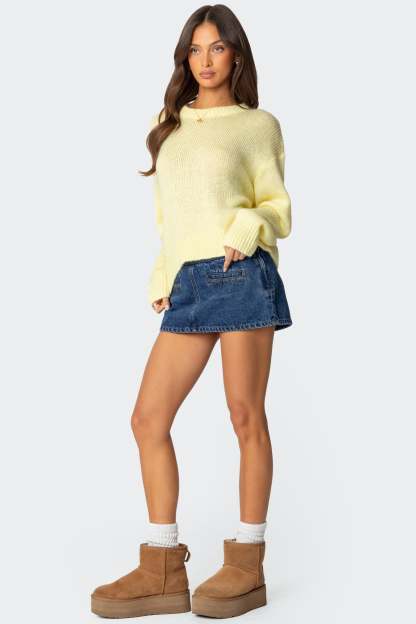 Kyrah Oversized Knit Sweater - YELLOW
