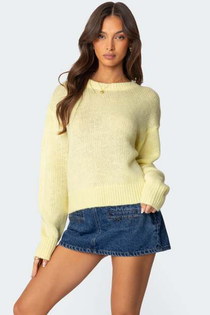 Kyrah Oversized Knit Sweater - YELLOW