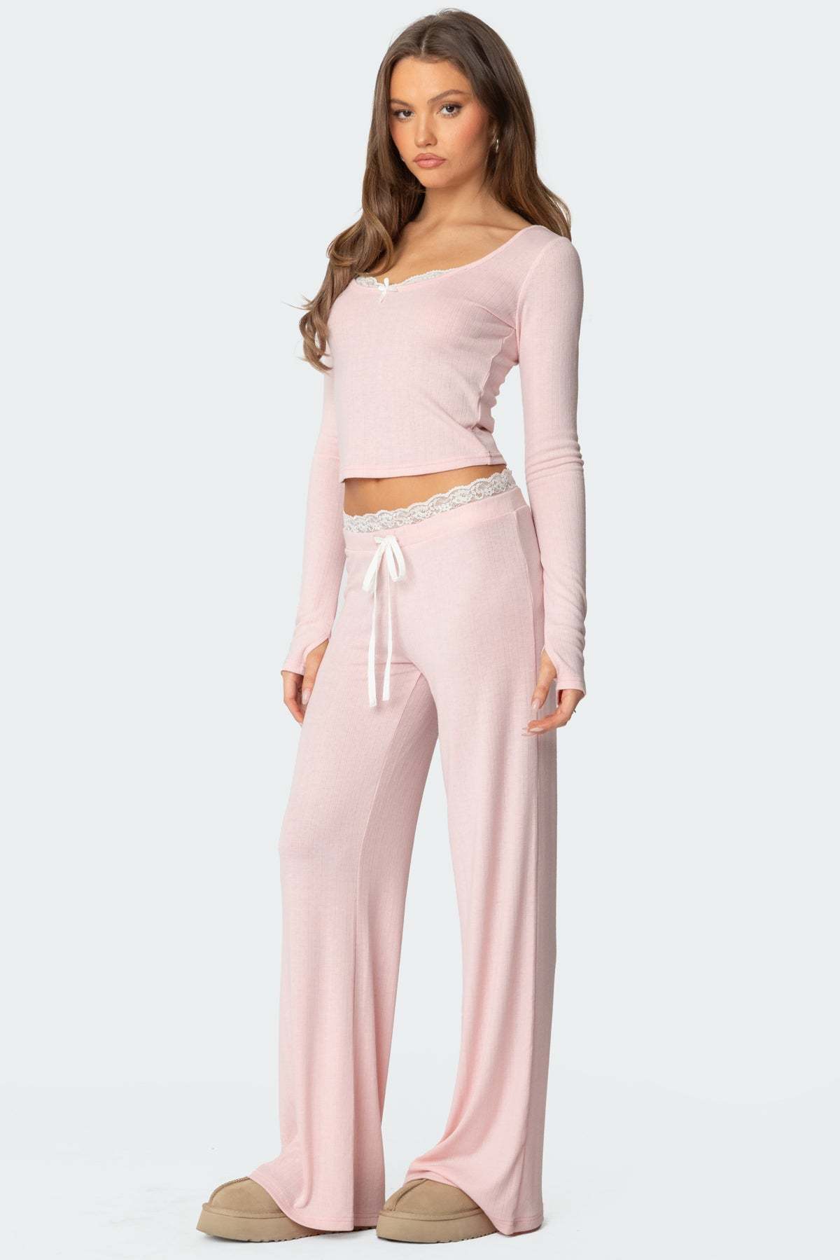Peekaboo Lace Pants - PINK