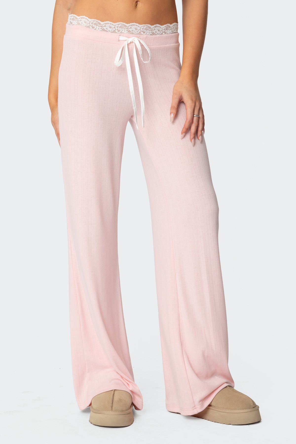 Peekaboo Lace Pants - PINK