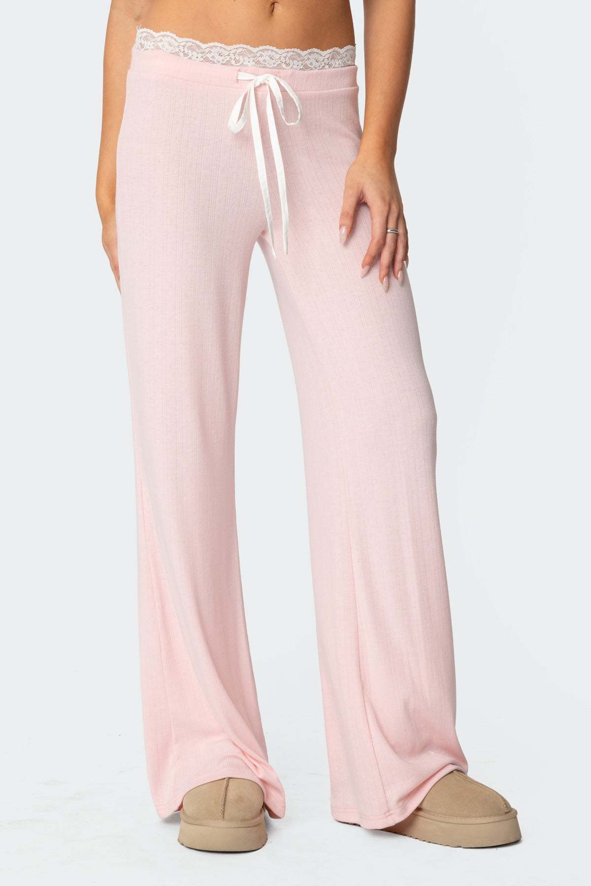 Peekaboo Lace Pants - PINK