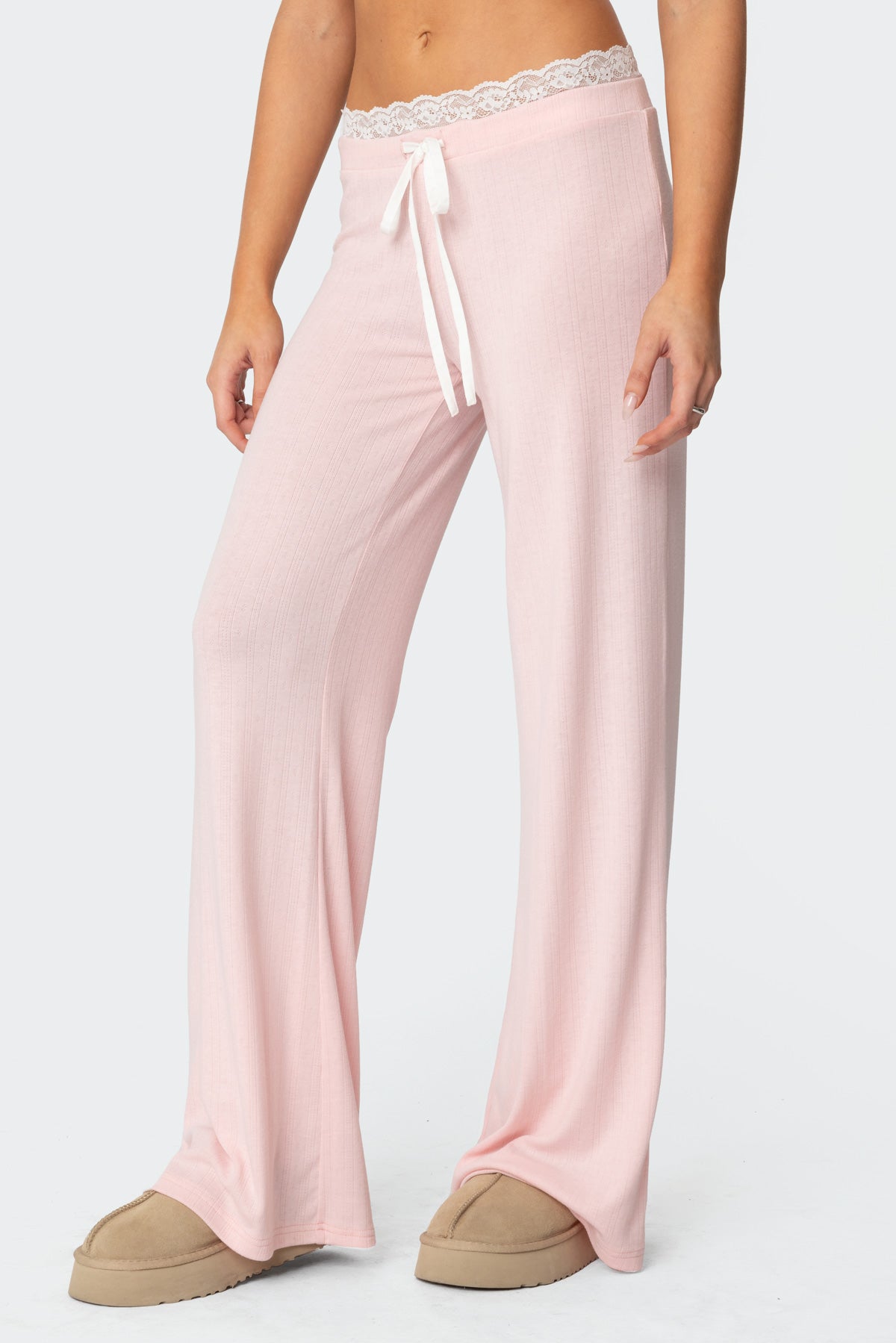 Peekaboo Lace Pants - PINK