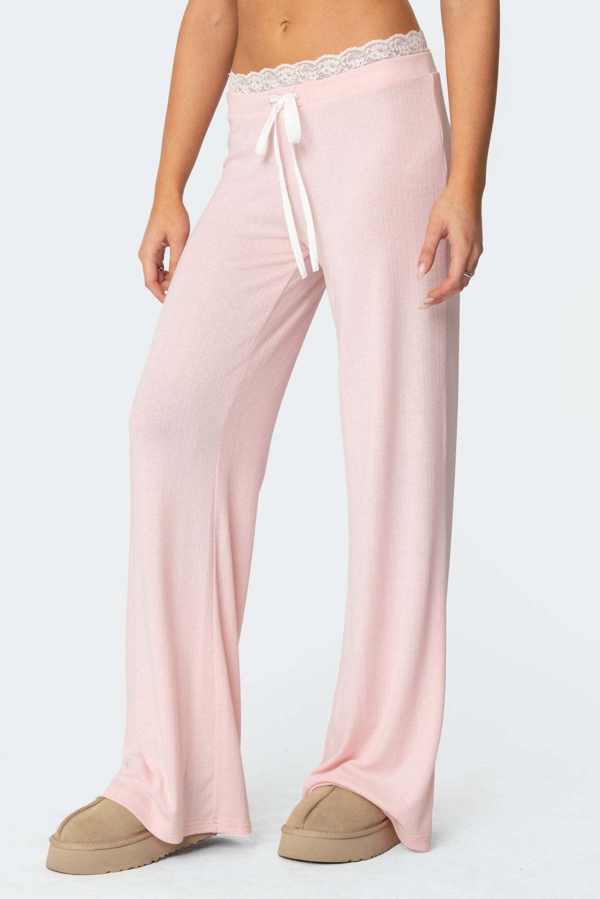 Peekaboo Lace Pants - PINK