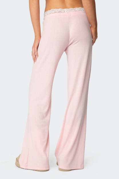 Peekaboo Lace Pants - PINK